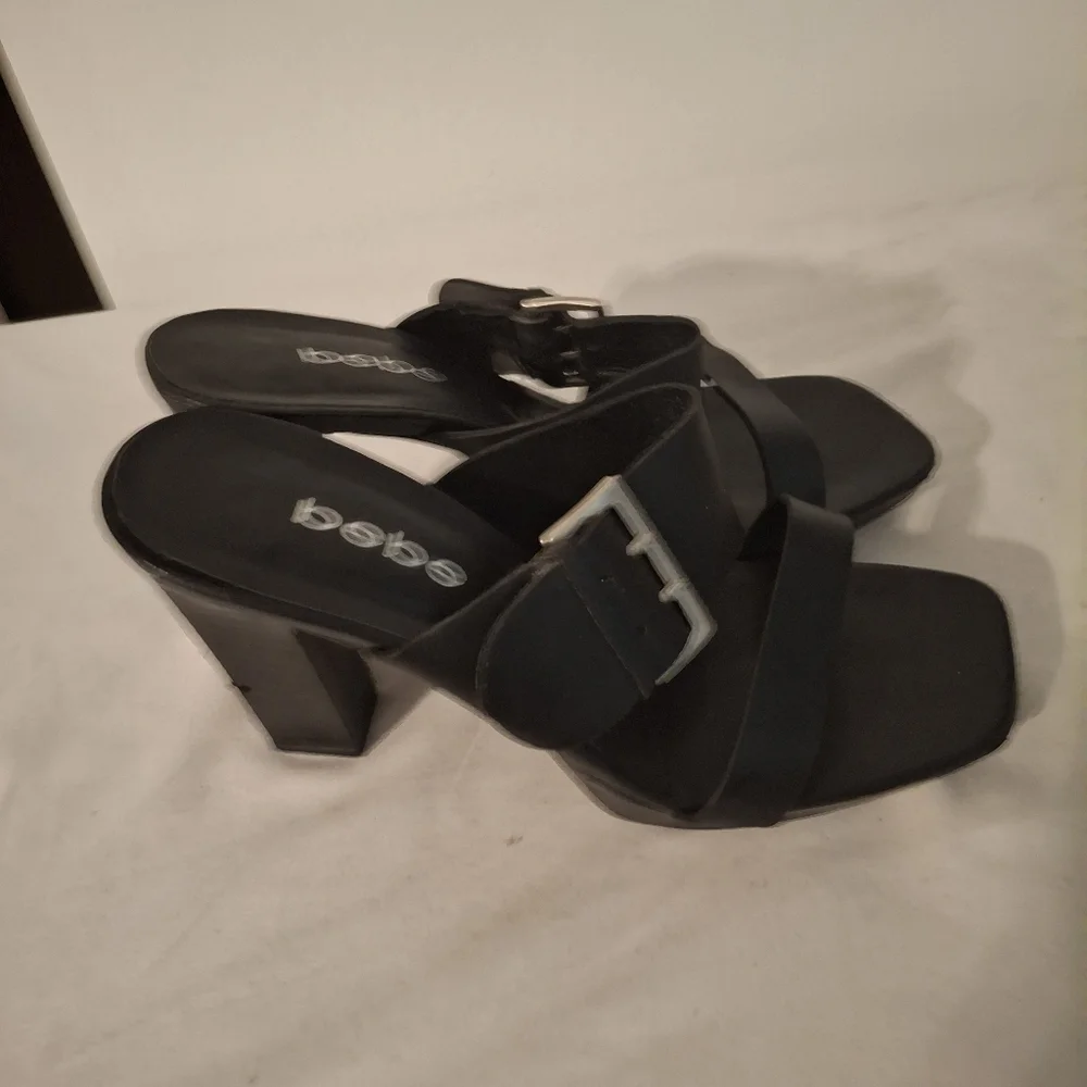 Bebe Black Women's Heeled Sandals With Buckles